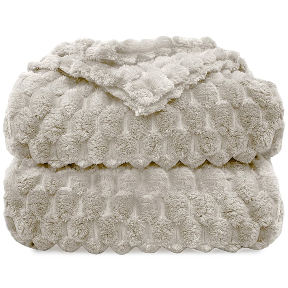 Velosso Cream Chunky Popcorn Throw 200 x 240cm Image 1