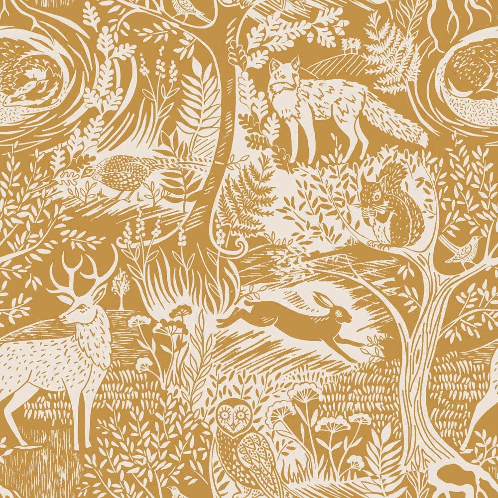 furn. Winter Woods Single Ochre Animal Duvet Cover Set Image 5