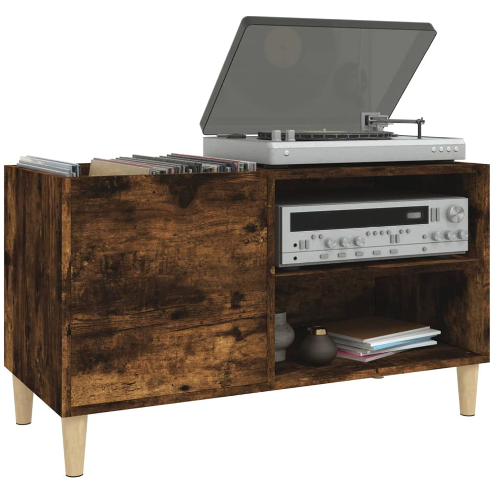 vidaXL 2 Shelf Smoked Oak Record Cabinet Image 3
