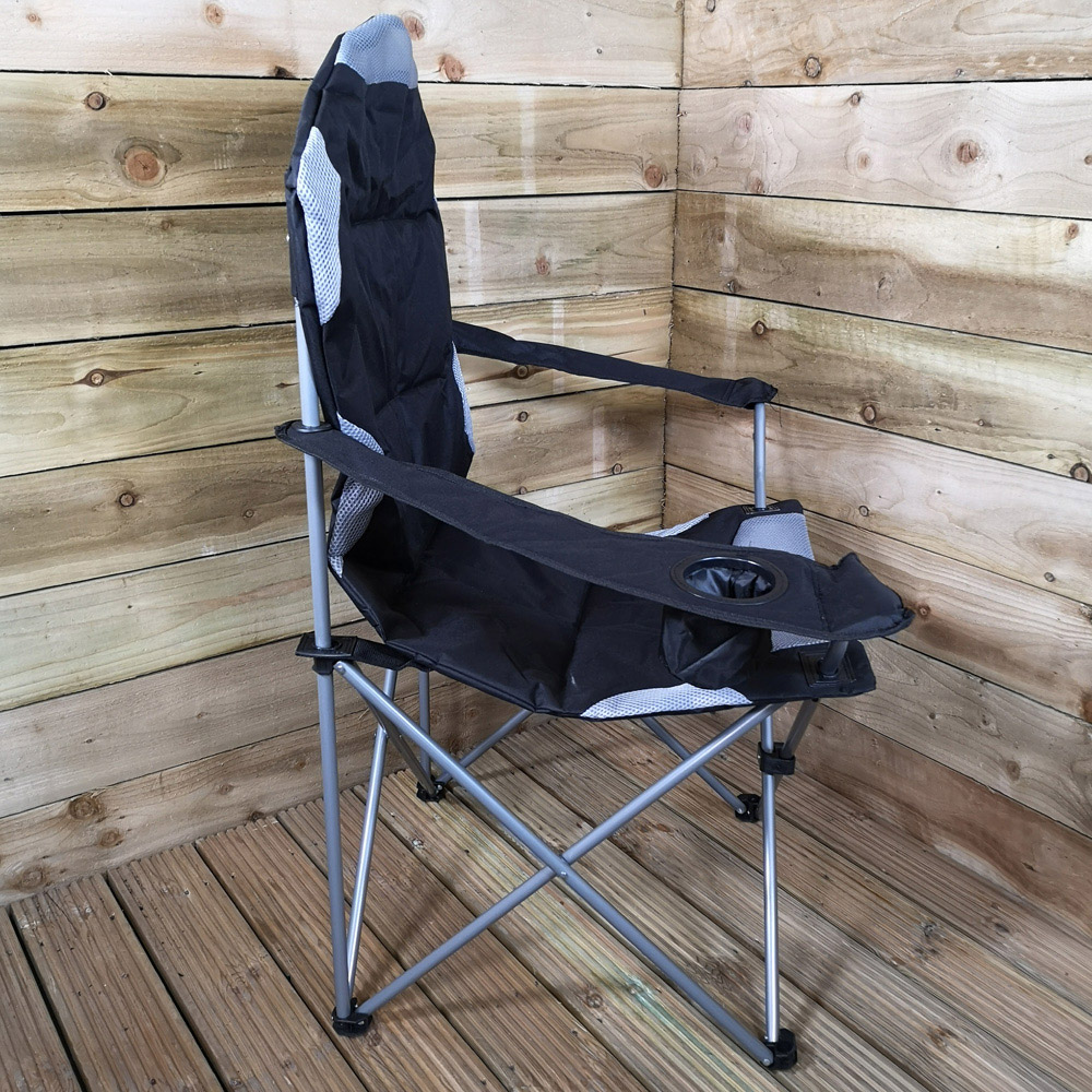 Samuel Alexander Black Luxury Padded Folding Camping Chair Image 7
