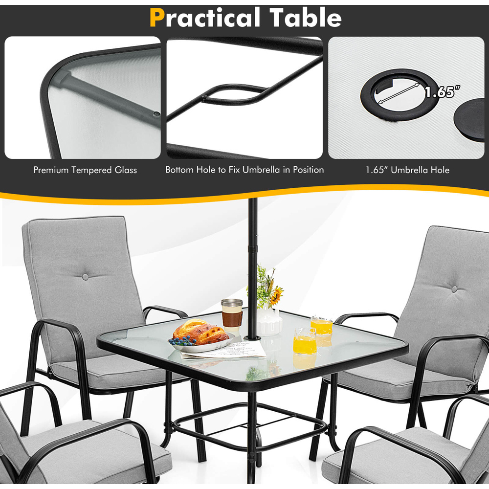 Costway 4 Seater Steel Outdoor Dining Set with Removable Cushions Image 5