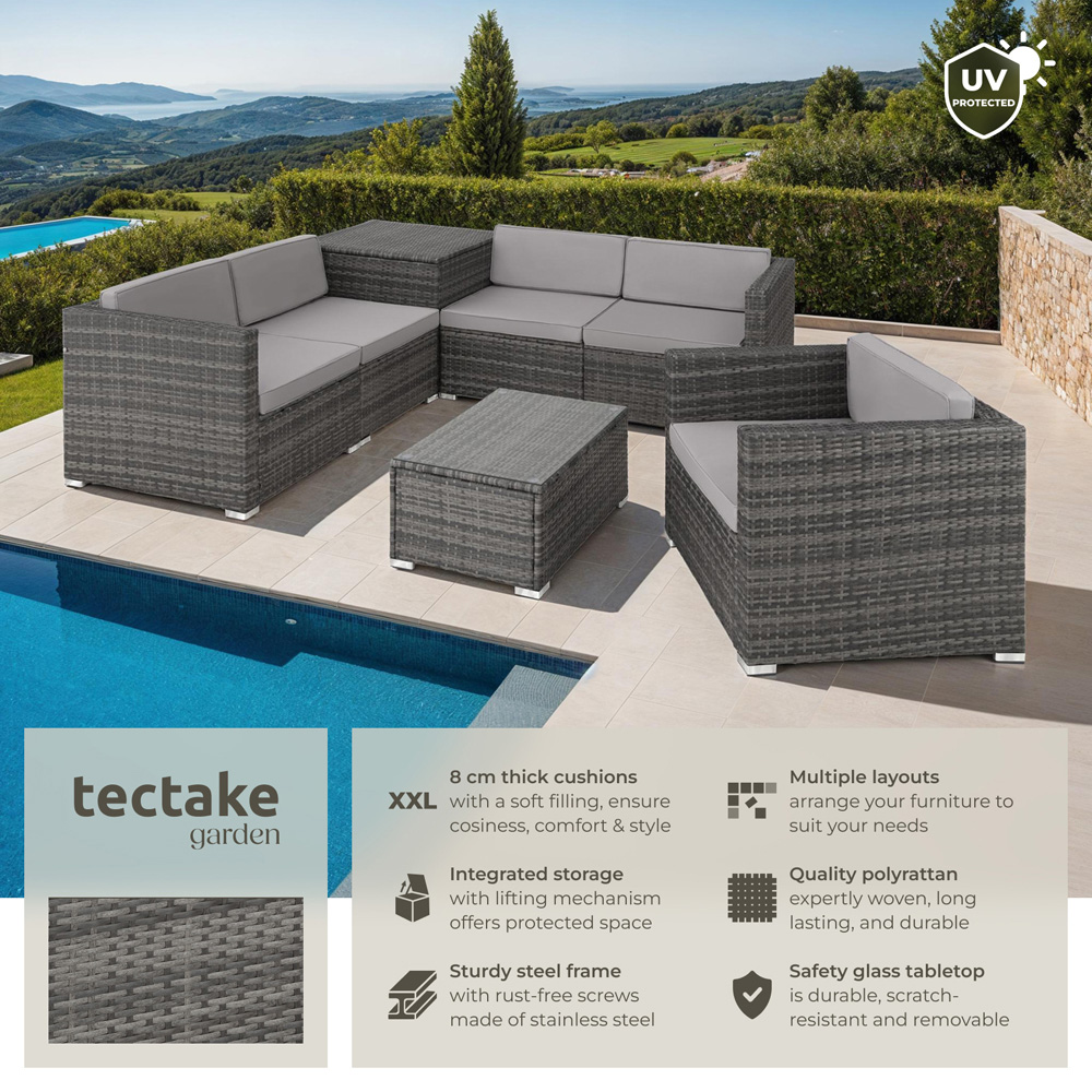 tectake Pisa 5 Seater Grey Garden Sofa Set Image 6