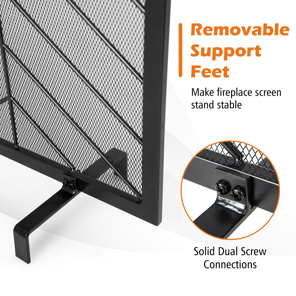 Costway Single Panel Black Fireplace Screen Image 6