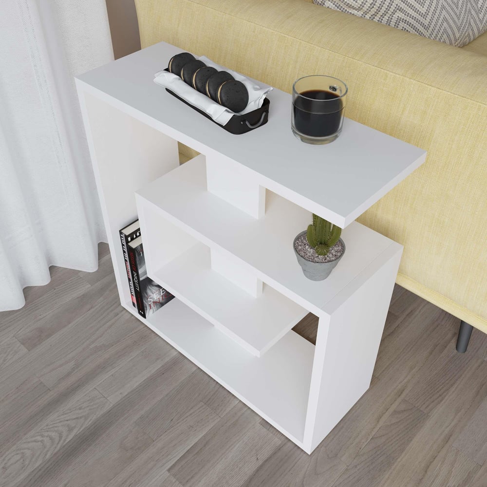 Decortie Saly White Modern Side End Table Image 4