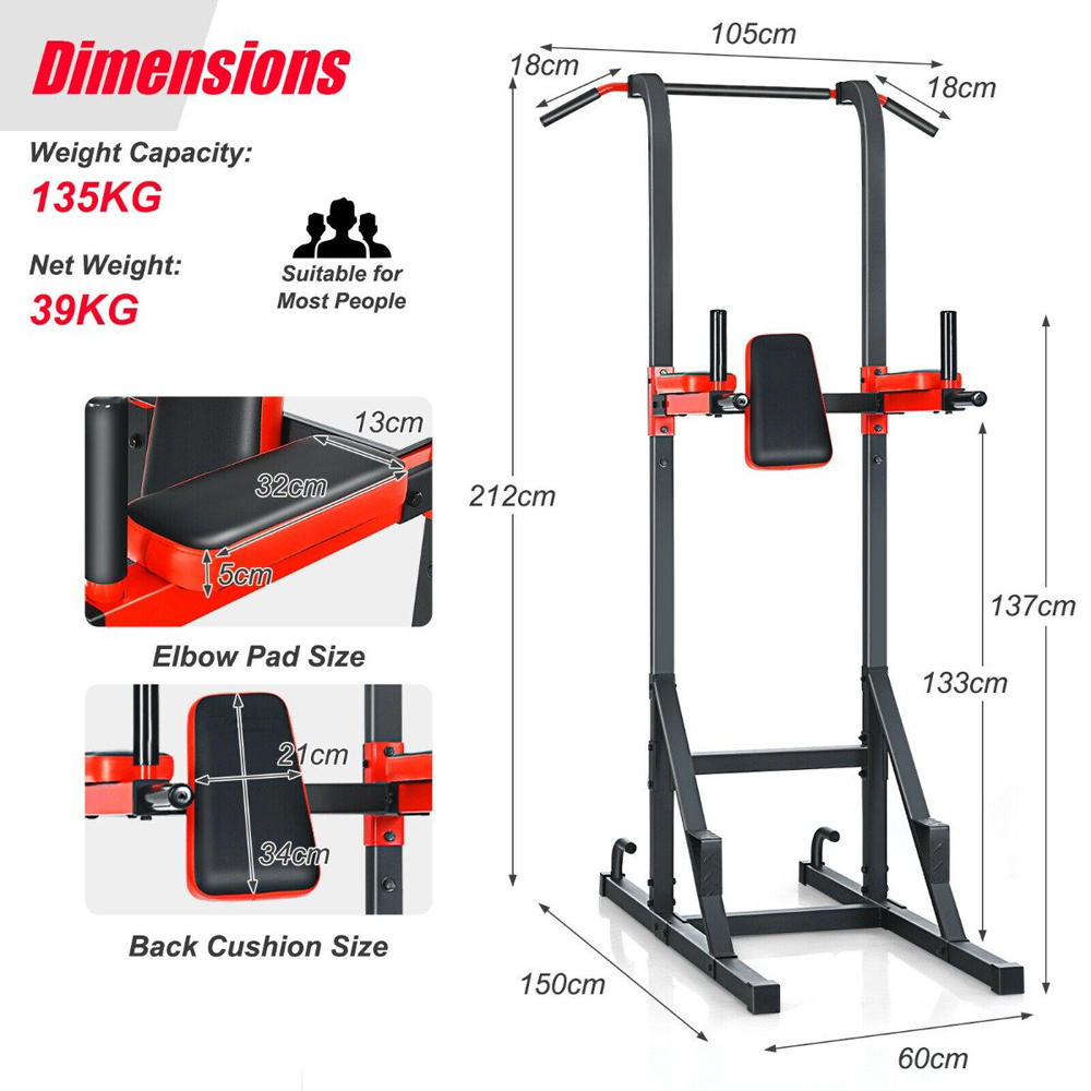 Costway Full Body Multi Function Power Tower Dip Station Image 9