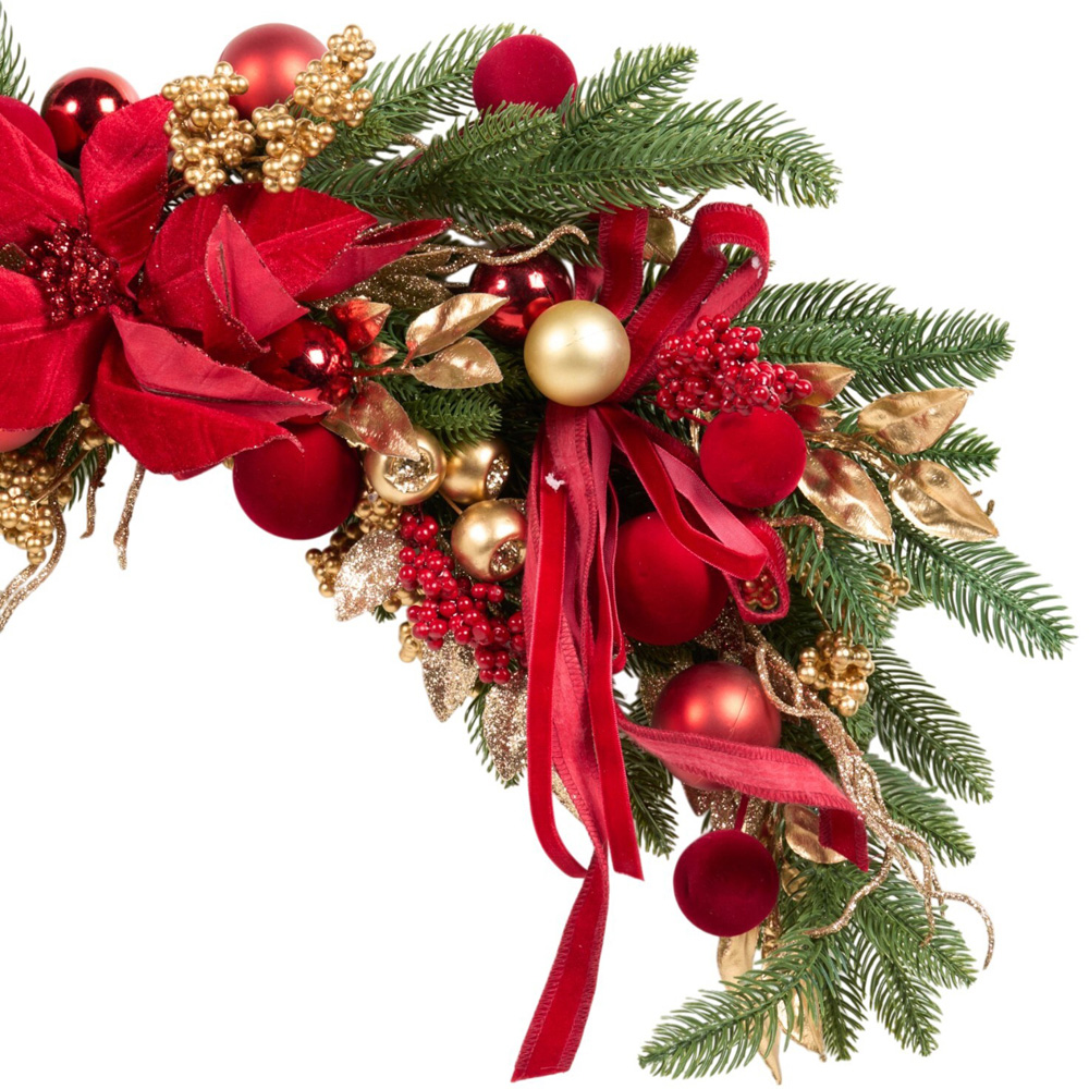Noel Ribbon Poinsettia Swag Image 2