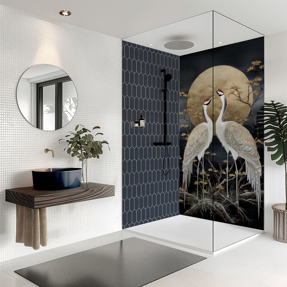 Splashbax Premium Artisan Elongated Hexagon Oxford Blue Acrylic Bathroom Wall Panel 2400 x 800mm Image 5