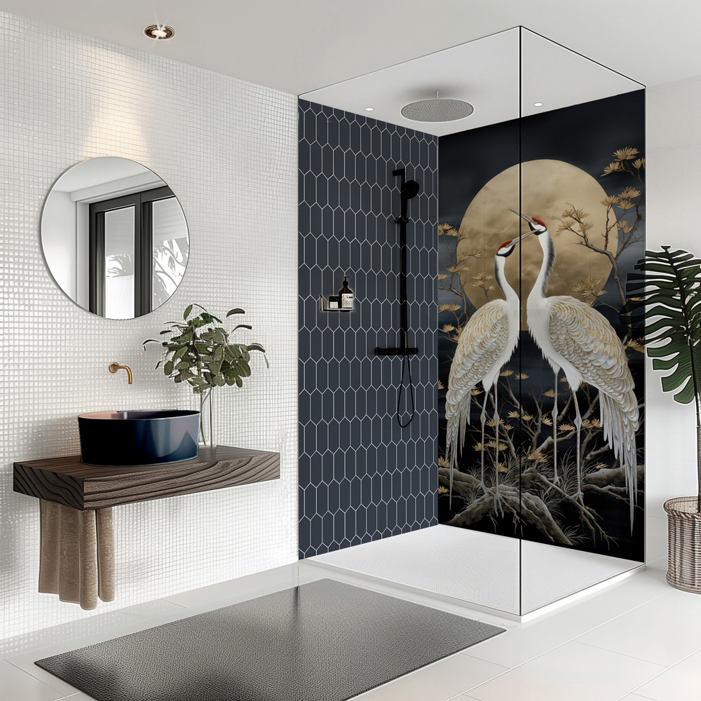 Splashbax Premium Artisan Elongated Hexagon Oxford Blue Acrylic Bathroom Wall Panel 2400 x 1200mm Image 5