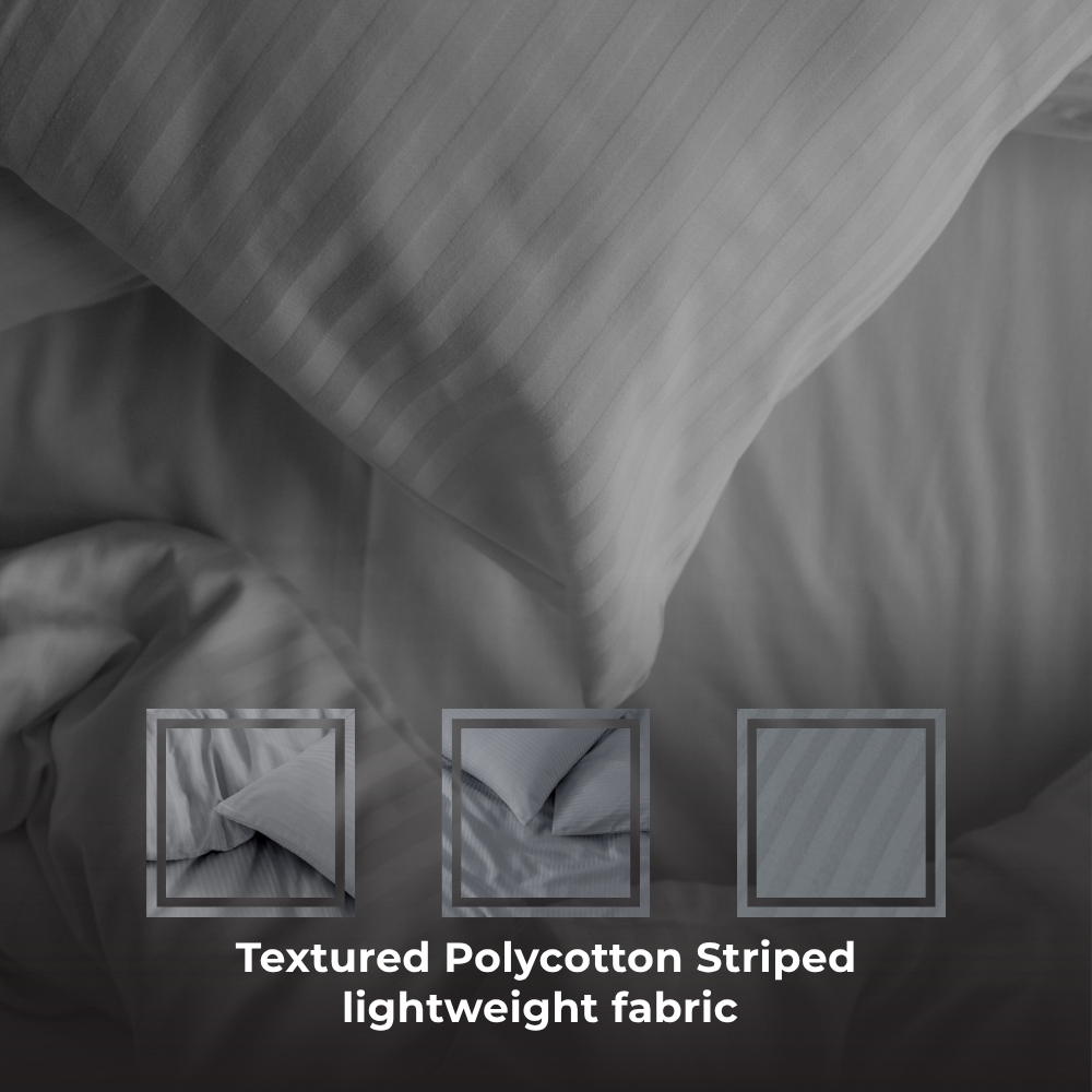 MHG Living Double Grey Striped Duvet Set Image 3