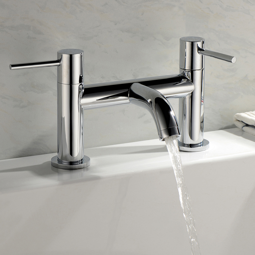 Nes Home Alice Chrome Dual Lever Bath Filler Tap Image 2