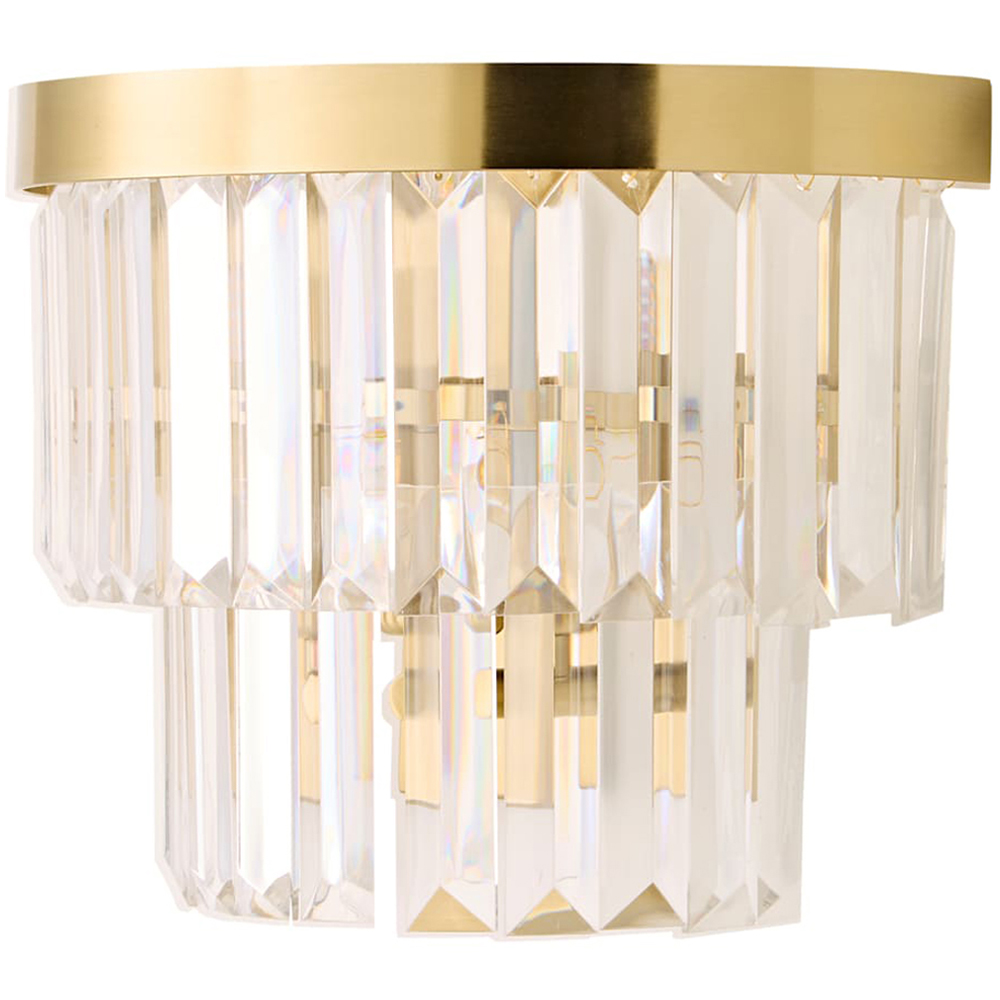 ValueLights Pemberley 2-Tier Gold Acrylic Jewel Wall Light with Bulb Image 1