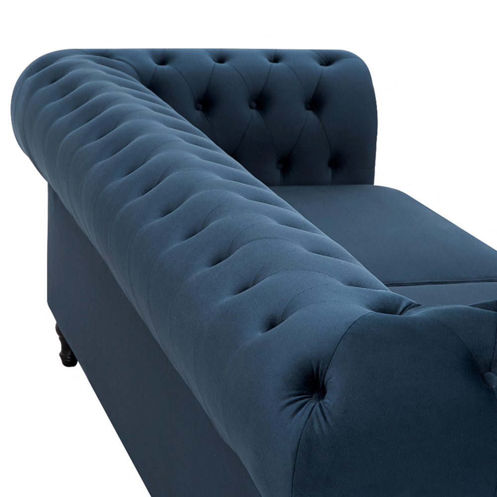 Home Detail Chesterfield 3 Seater Pleat Midnight Blue Velvet Sofa Image 6