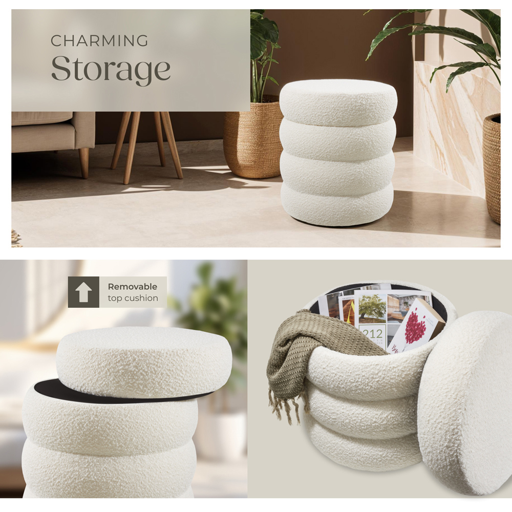 Tectake Altu Cream White Stool with Padded Seat Image 4