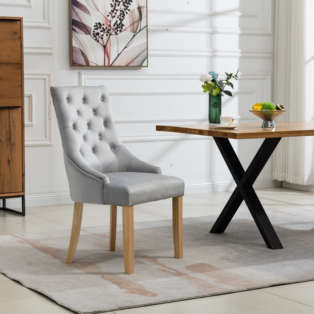 Artemis Home Ravenna Set of 2 Silver Velvet Dining Chair Image 3