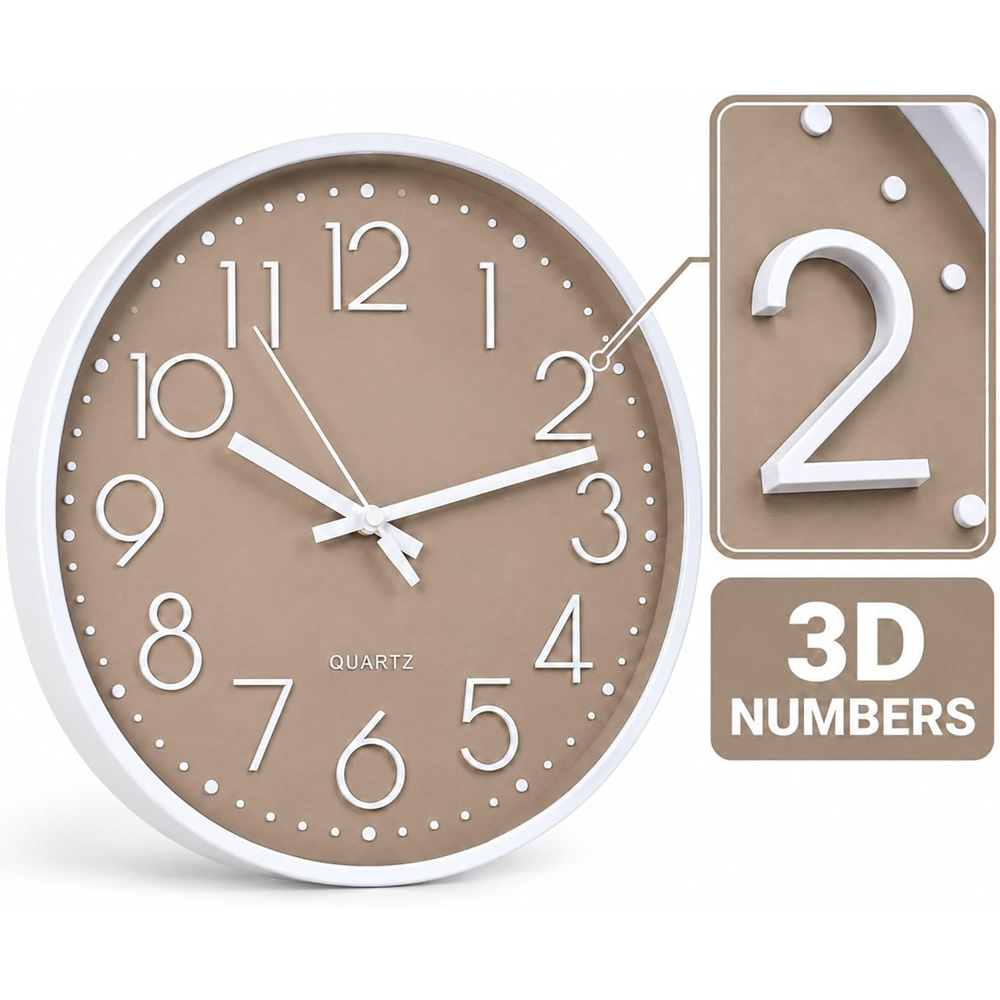 Marco Paul Light Brown Round Wall Clock 30cm Image 6