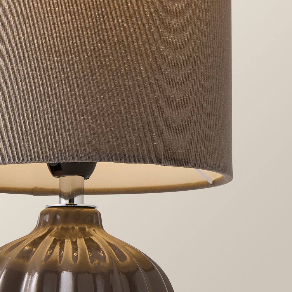 ValueLights Carbone Grey Shade Ceramic LED Table Lamp Image 3