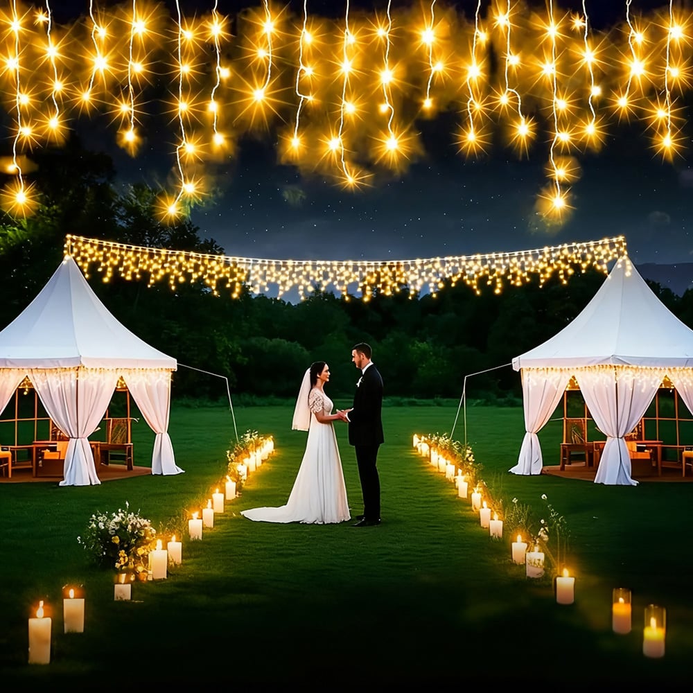 Living and Home 600 Warm White LED Solar Powered Icicle String Lights with Remote Control 15m Image 6