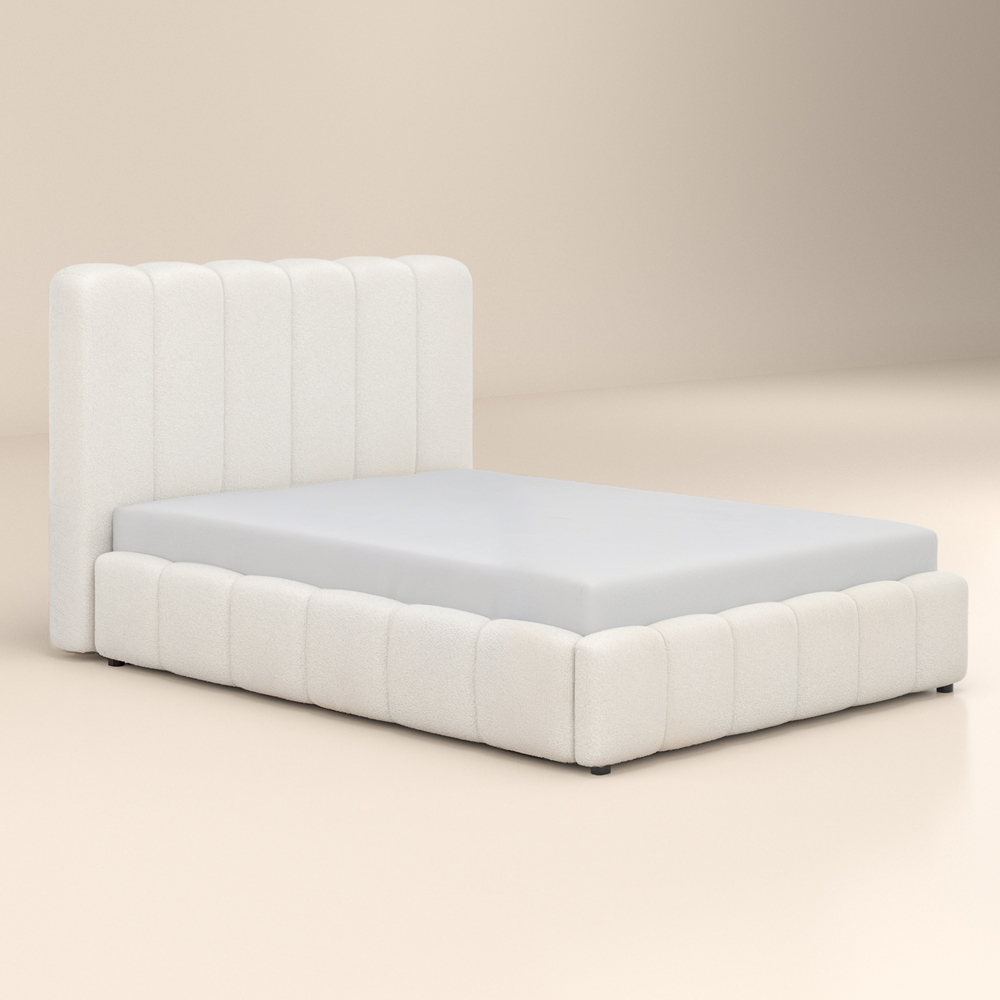 Solace+Co Emilie Double Boucle Ribbed Ottoman Bed Image 2