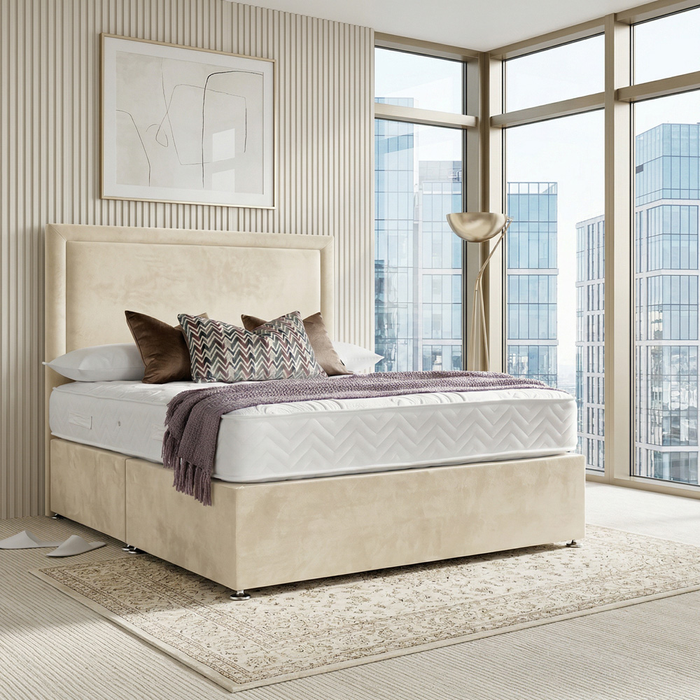 DS Living Velmont King Size Cream Plush Divan Bed Image 5