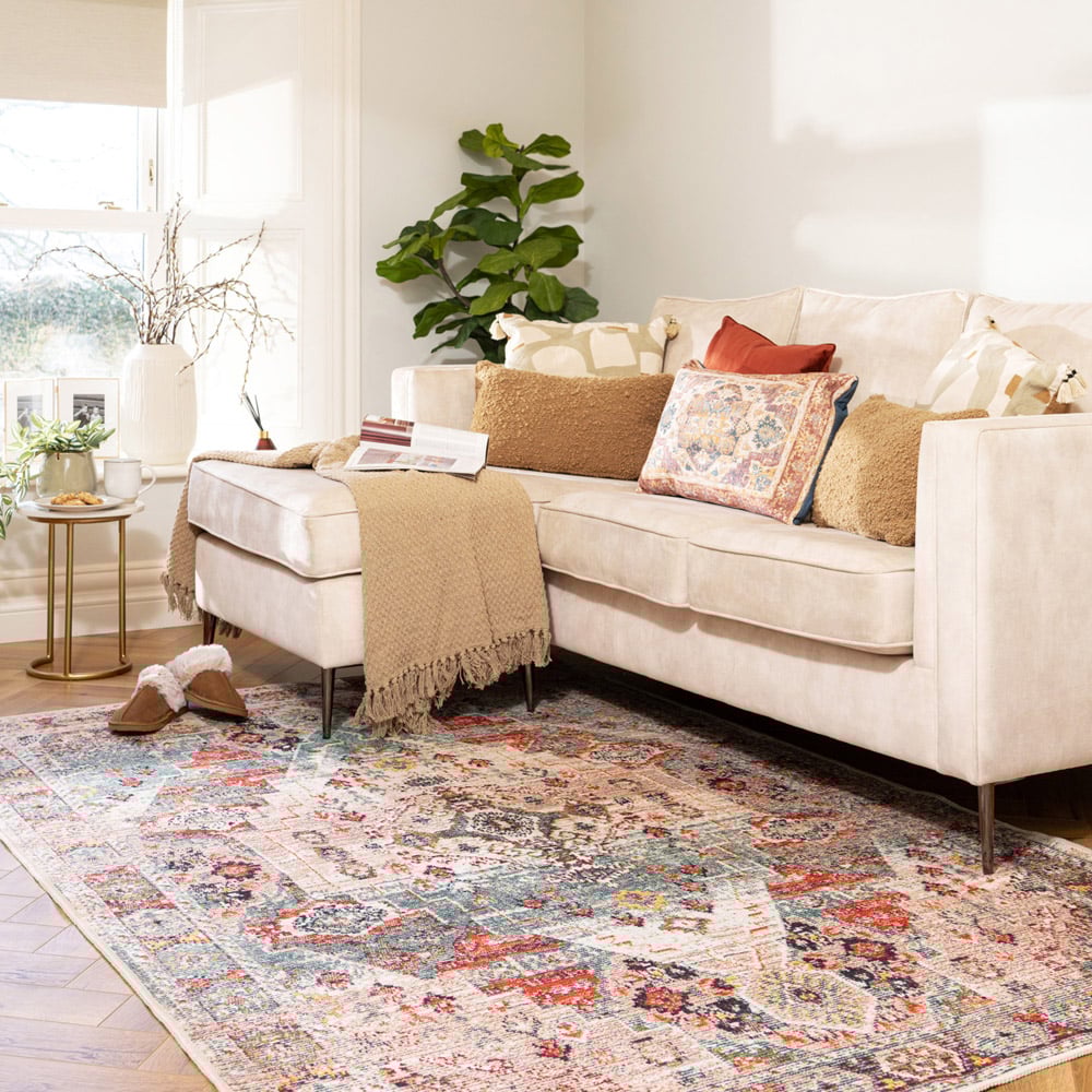 Kukoon Distressed Vintage Washable Beige Grey Rug 200 x 290cm Image 2