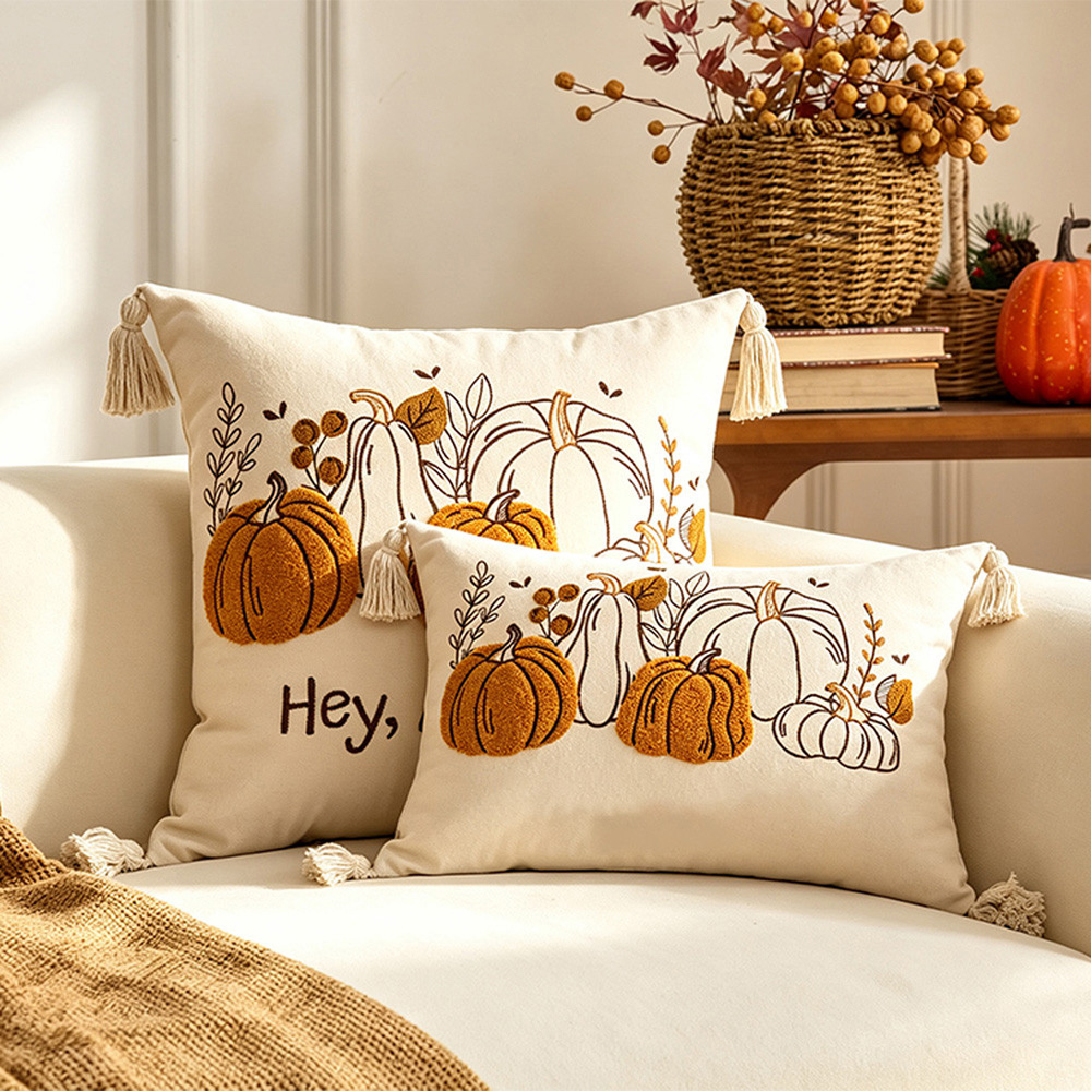Lovii 2 Piece 5 Autumn Pumpkin Design Pillow Cover Set Image 2