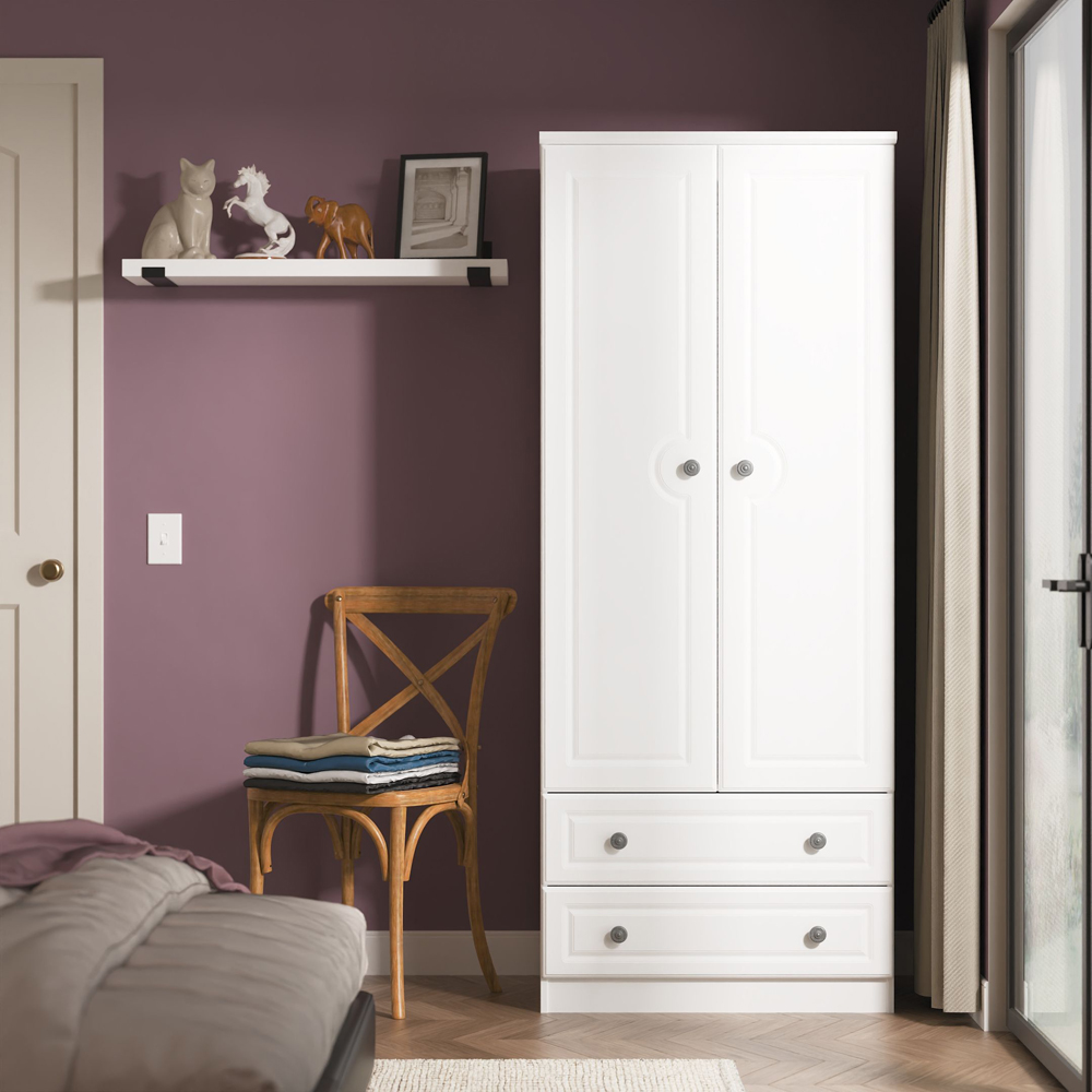 Crowndale Pembroke 2 Door 2 Drawer Matt White Wardrobe Ready Assembled Image 9