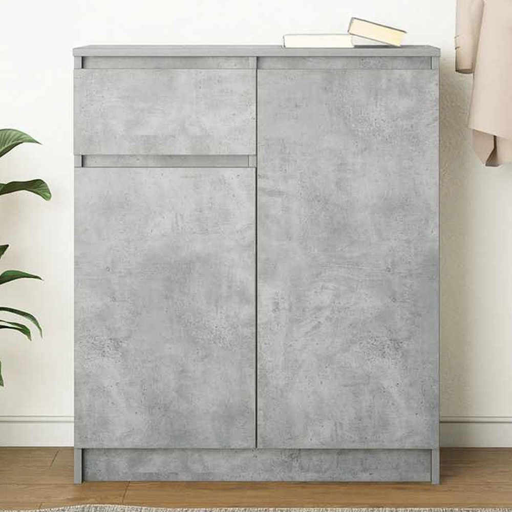 vidaXL 2 Door Single Drawer Concrete Grey Wooden Sideboard Image 1