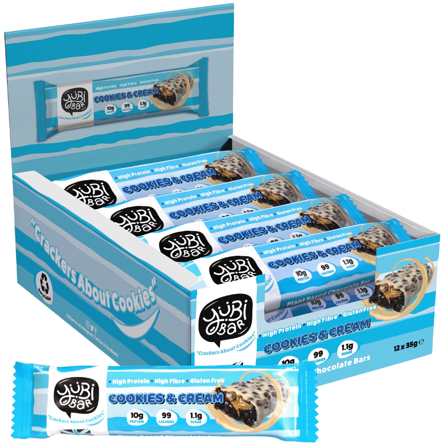 YuBi Bar Protein Snack Bar Cookies and Cream Image 2