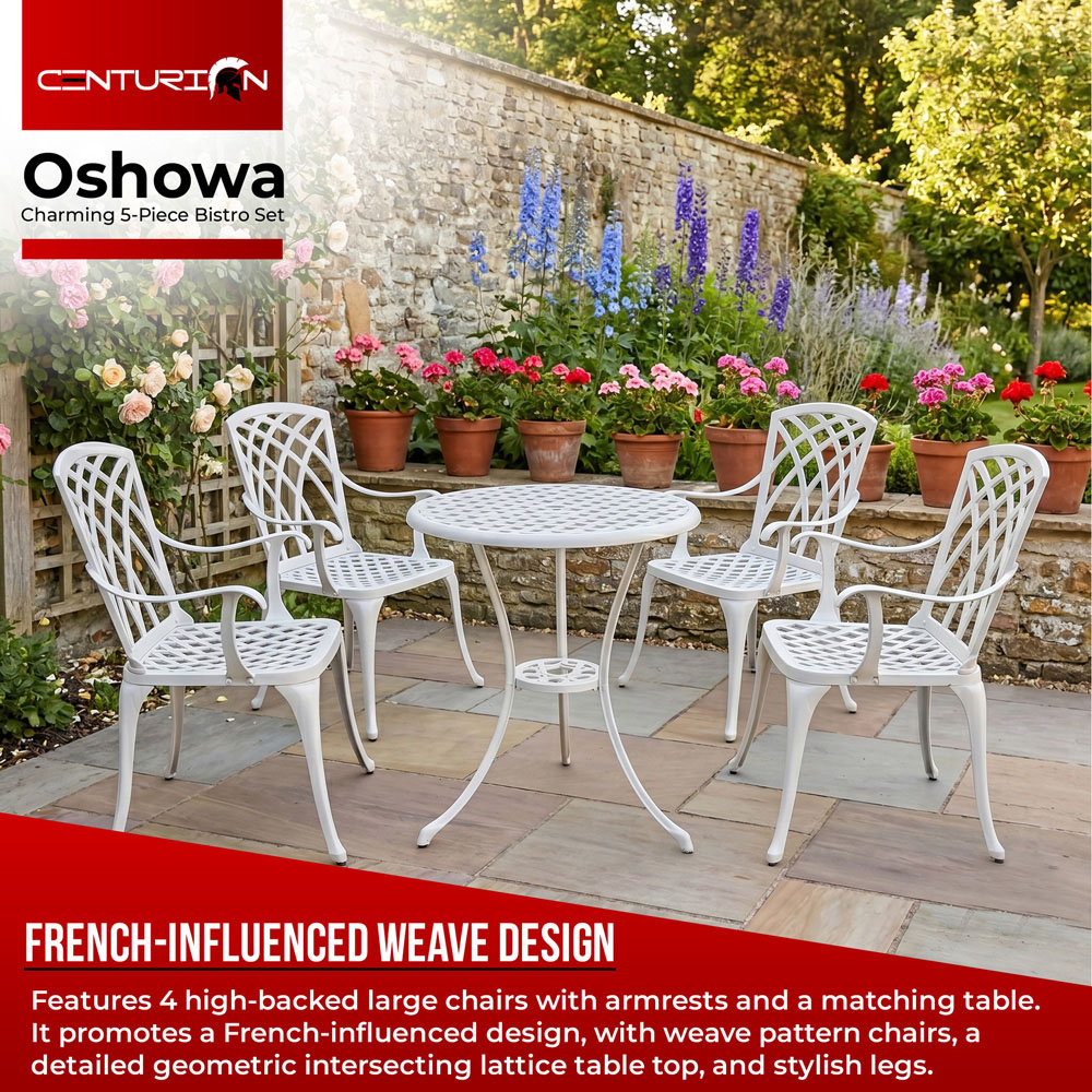 Centurion Oshowa 4 Seater White Cast Aluminium Garden Bistro Set Image 3