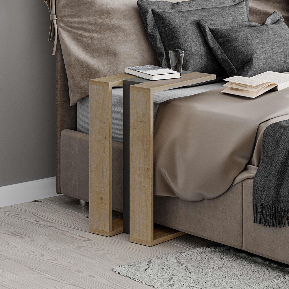 Decortie Muju Oak and Anthracite C Shape Side Table Image 3
