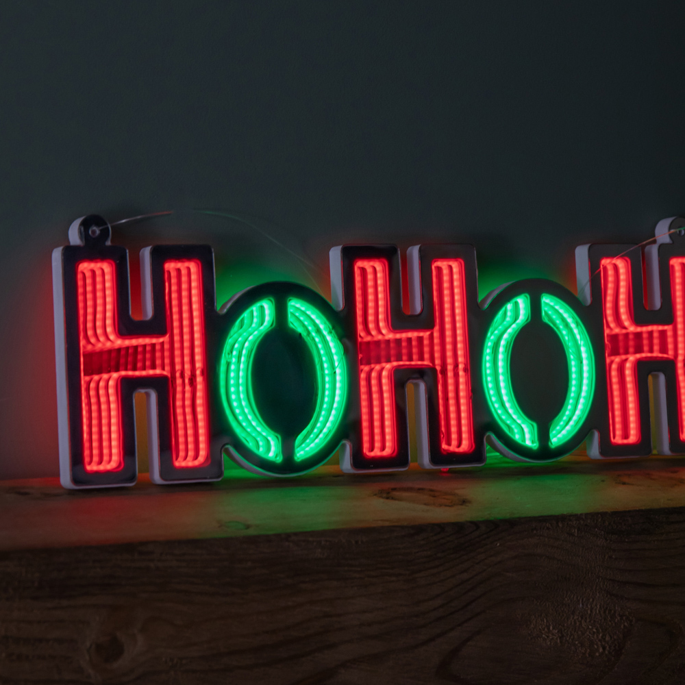 Samuel Alexander Red and Green LED Light Up Hanging Ho Ho Ho Christmas Infinity Mirror Sign 40cm Image 5