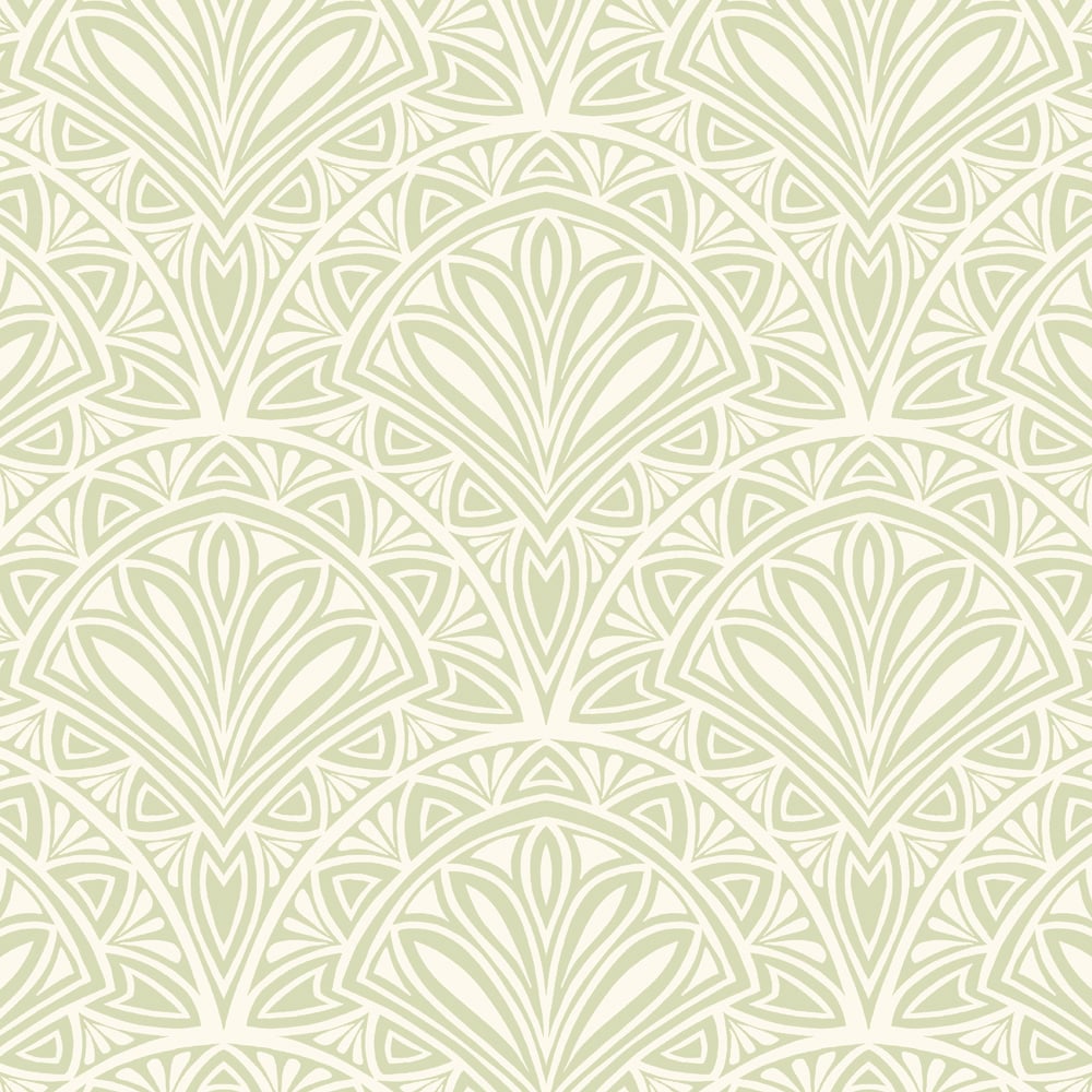 Hoopla Walls Elegance Deco Fan Green Wallpaper Image 1