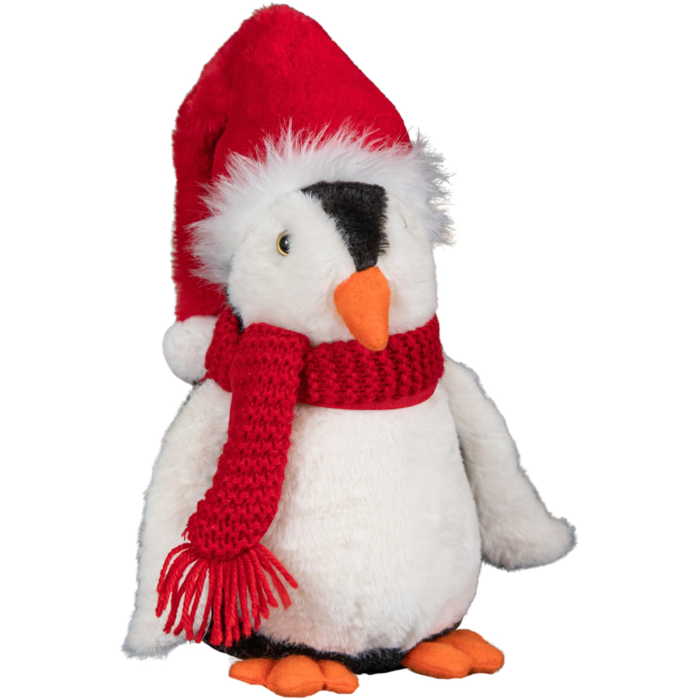 Samuel Alexander Red and White Cuddly Puppa Penguin with Santa Hat Christmas Decoration Image