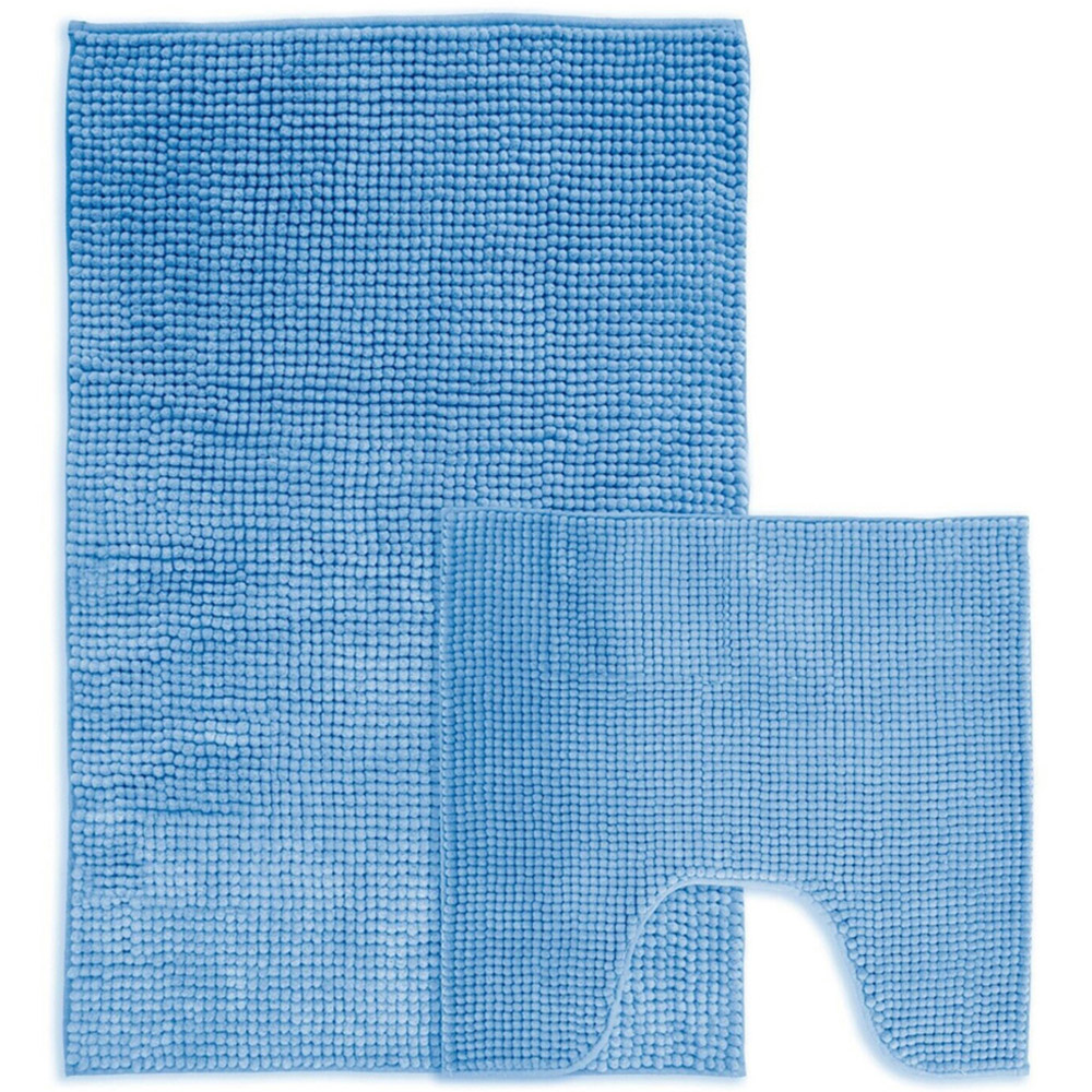 Mayfair Blue Shaggy Noodle Bath Mat 50 x 80cm Image 4