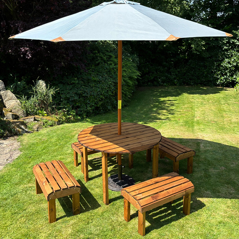 Charles Taylor Knights 4 Seater Round Garden Dining Bench Set Image 6