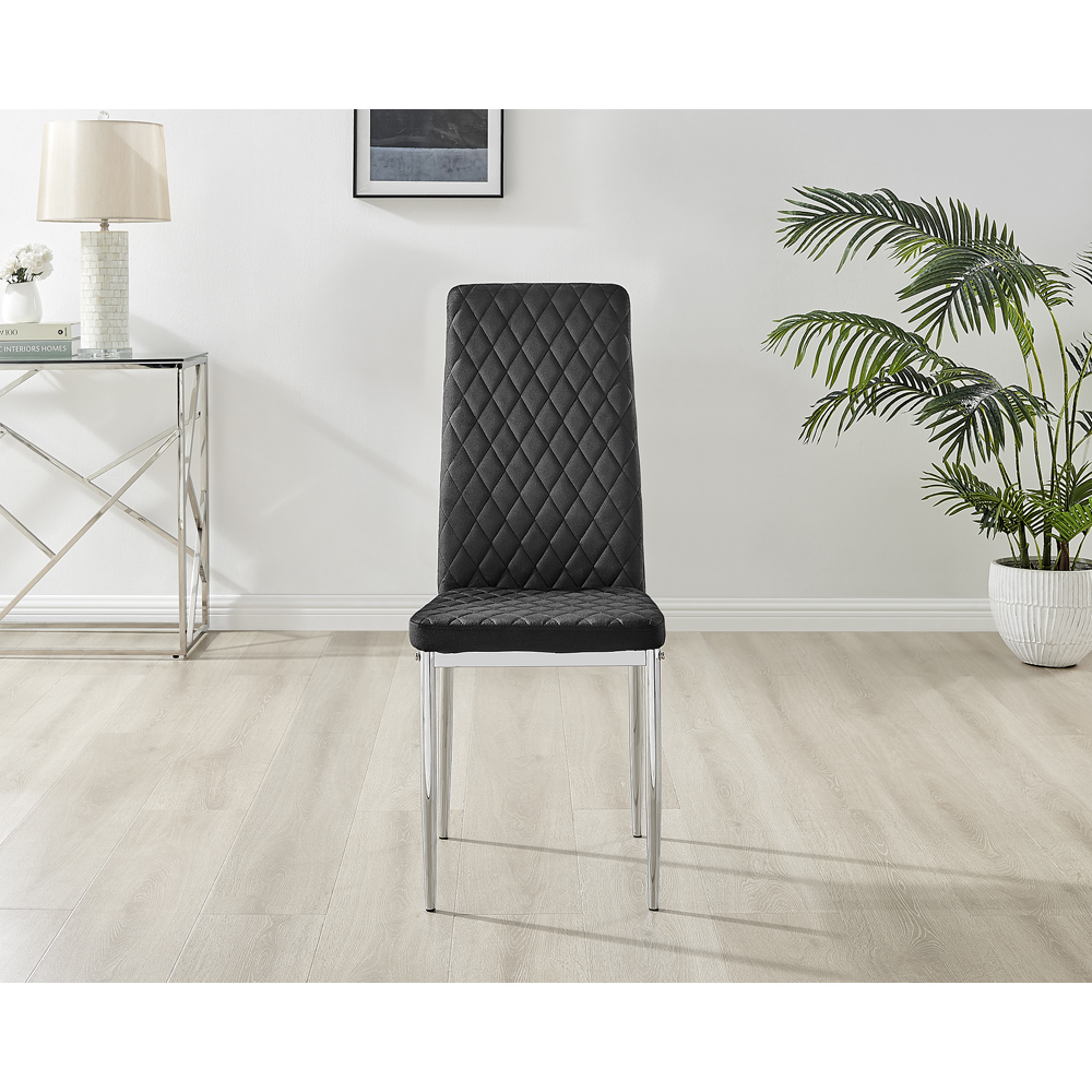 Furniturebox Valera Set of 4 Black and Chrome Velvet Dining Chair Image 3