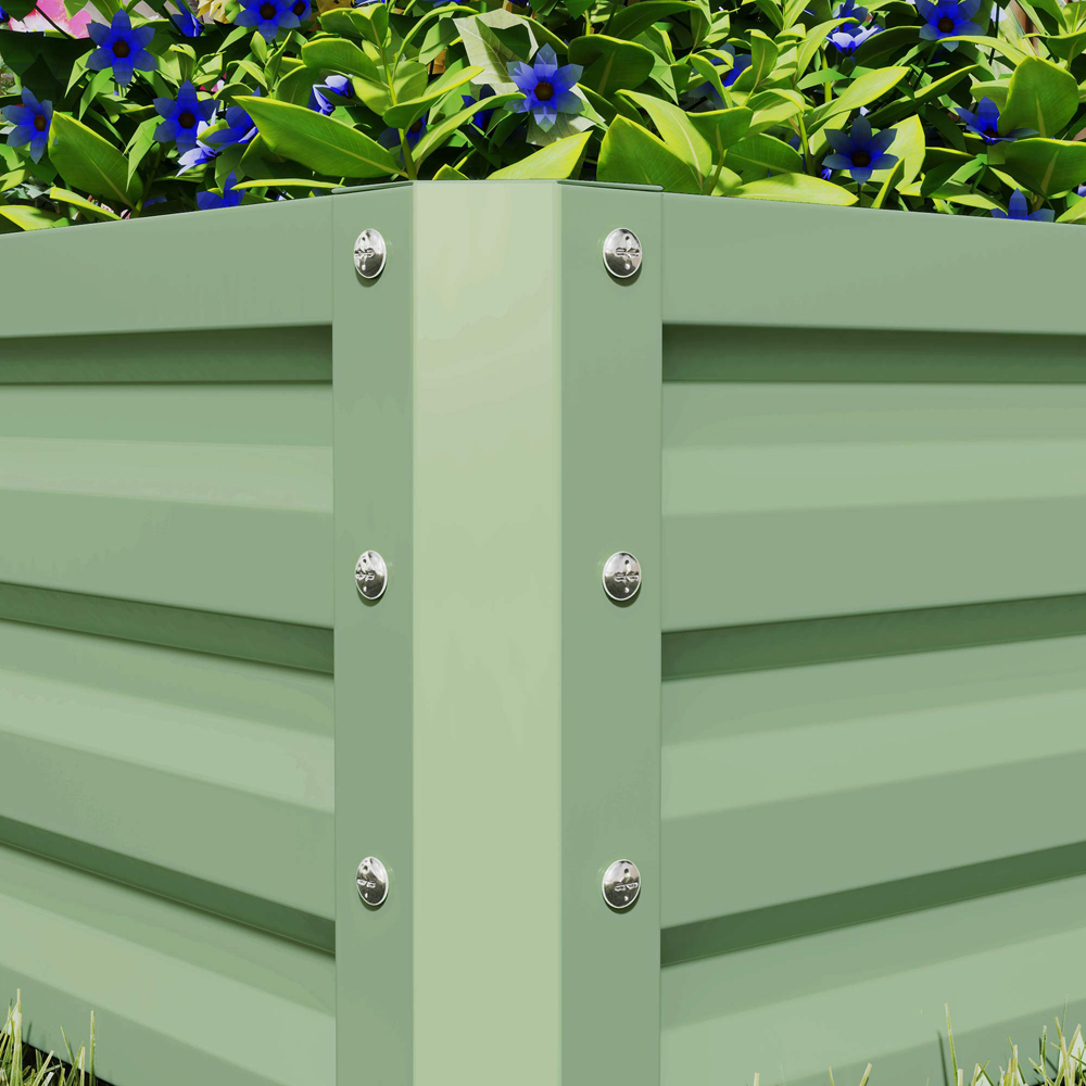 Outsunny Light Green Galvanised Raised Garden Bed 2 Pack 60 x 60cm Image 3