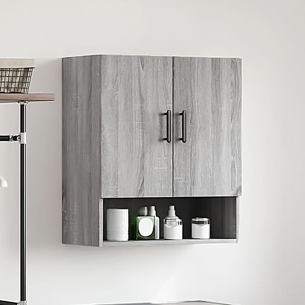 vidaXL 2 Door Single Shelf Grey Sonoma Oak Wall Cabinet Image 1