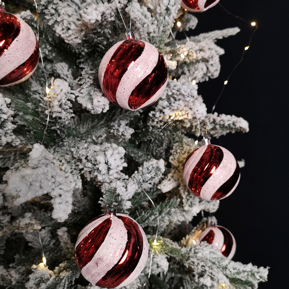 Samuel Alexander Red White Candy Cane Shatterproof Christmas Baubles 8 ...
