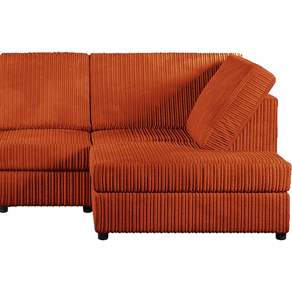 Luxor 4 Seater Orange Jumbo Cord Right Hand Facing Full Back L Shaped Corner Sofa Set Image 4