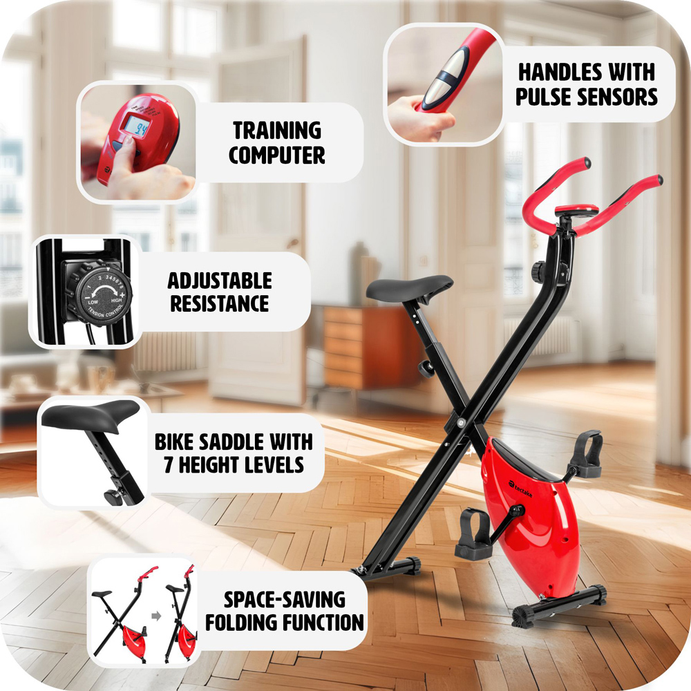 tectake Foldable Exercise Bike with Training Computer and Heart Rate Monitor Image 8