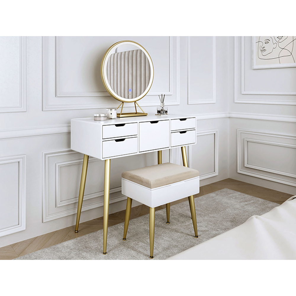 CARME Home Gabriella White and Gold Dressing Table Image 6