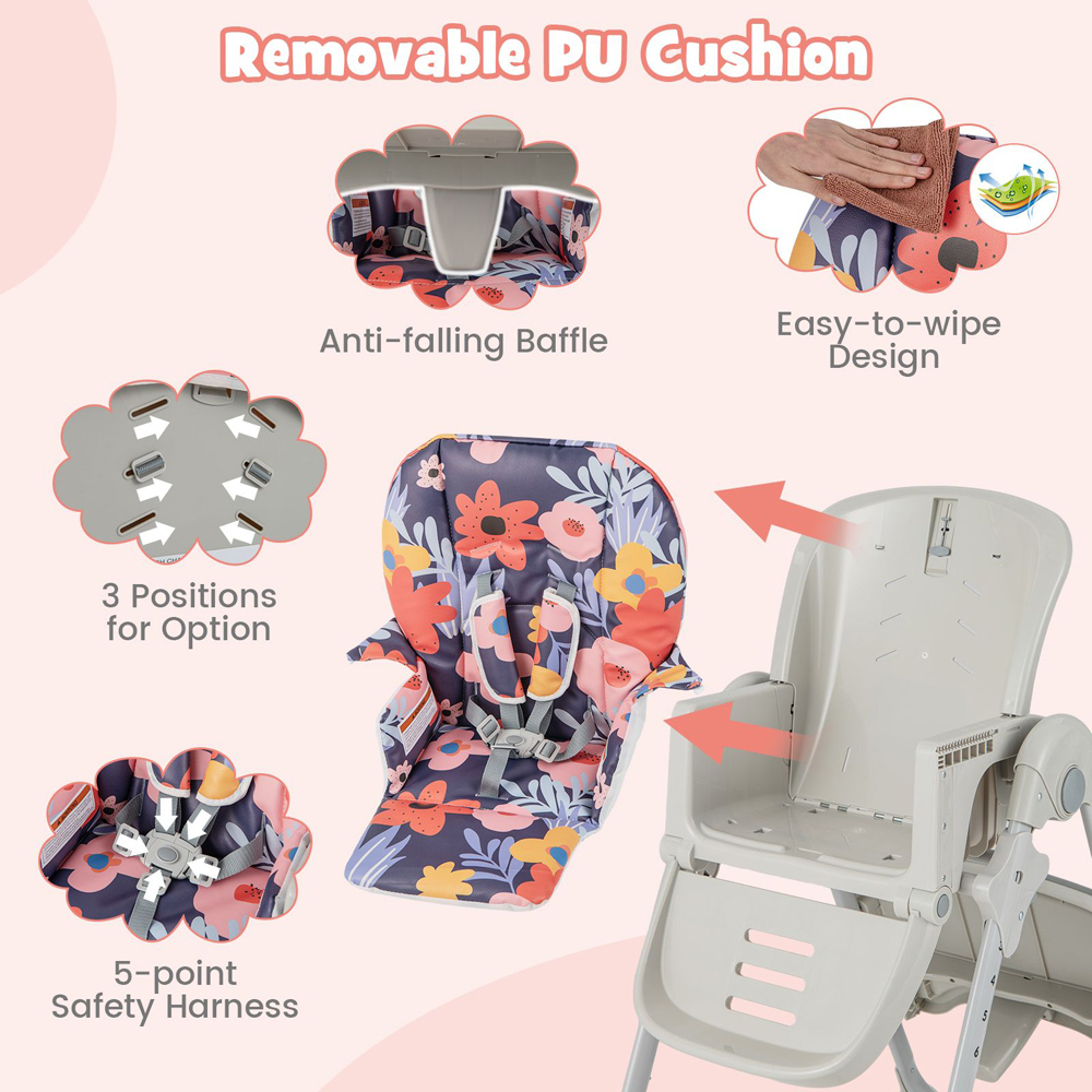 Costway Multicolour Baby Highchair with Removable Tray Image 5