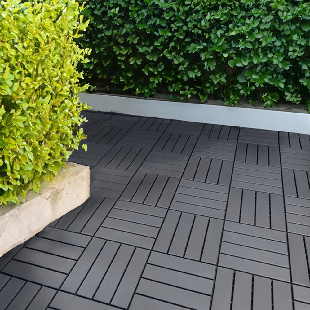 Oseasons Polydeck Grey Woodgrain Effect Decking Tiles 30 x 30cm 12 Pack Image 2