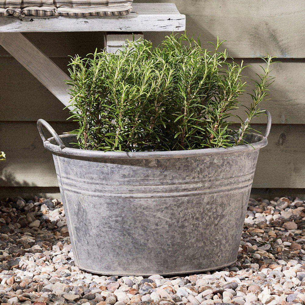 Dibor Galvanised Metal Tub Planter 23 x 38cm Image 2