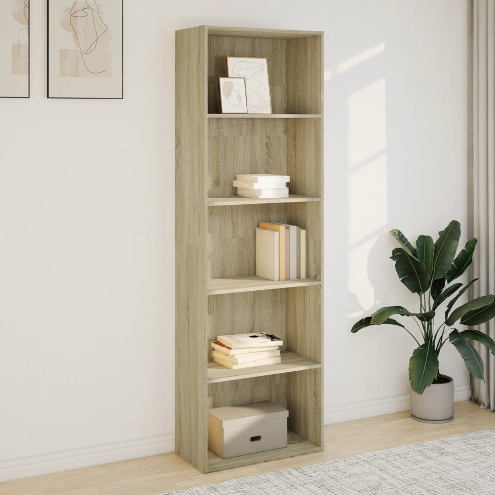 vidaXL 5 Shelf Sonoma Oak Bookcase Image 8