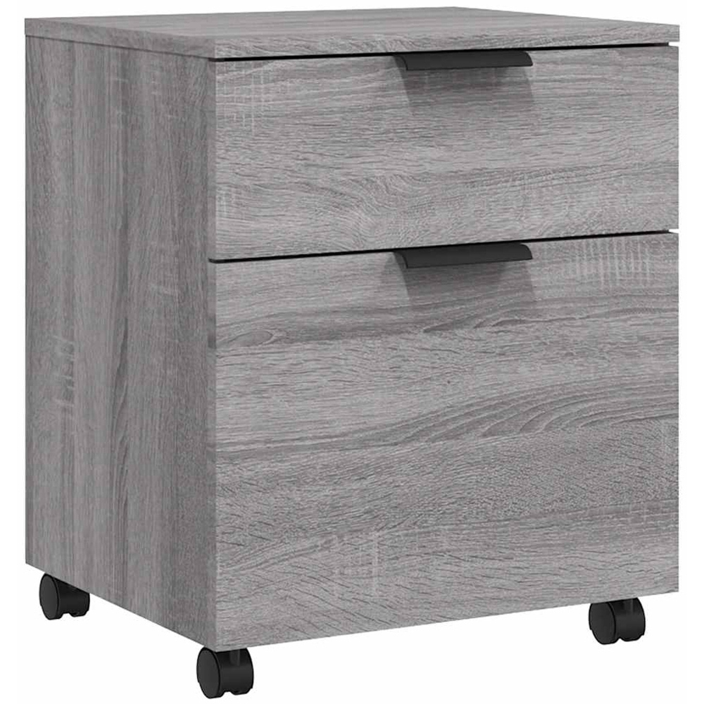 vidaXL Single Door Single Drawer Grey Sonoma File Cabinet with Swivel Wheels Image 2