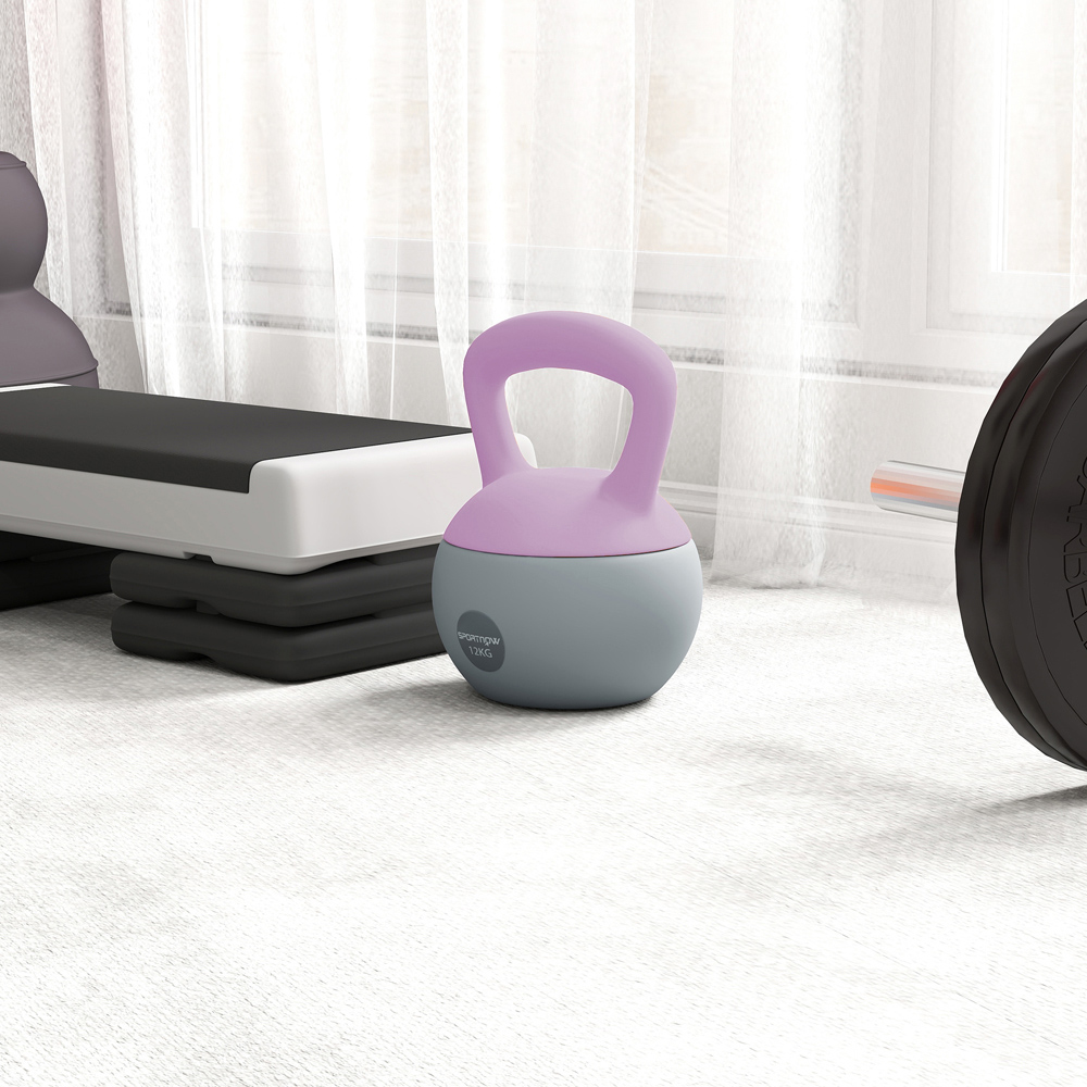 SPORTNOW Purple and Grey Soft Body Kettlebell with Non Slip Handle 12kg Image 4