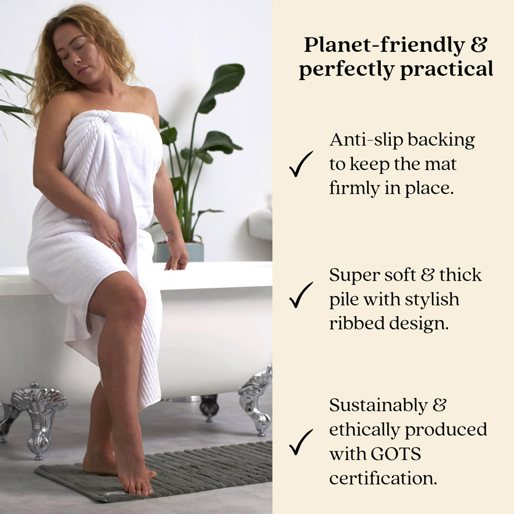Misona Dark Grey Organic Cotton Bath Mat 50 x 80cm Image 4