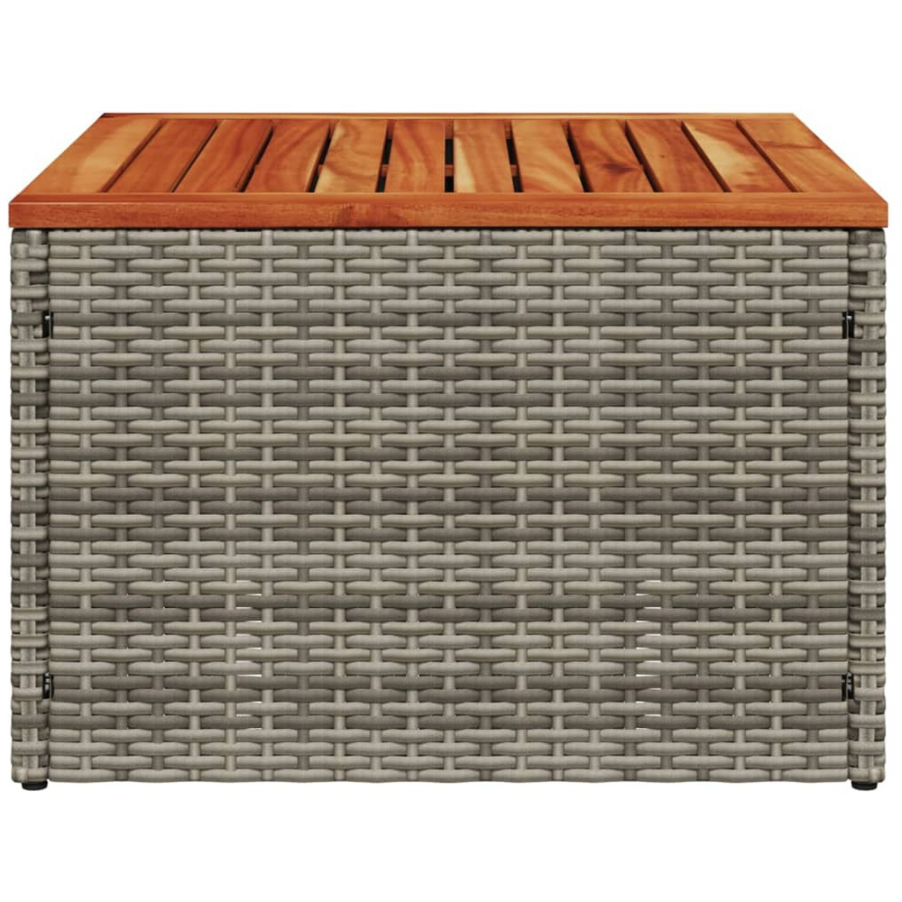 Walplus Grey Brown Poly Rattan Acacia Wood Top Garden Coffee Table Image 4